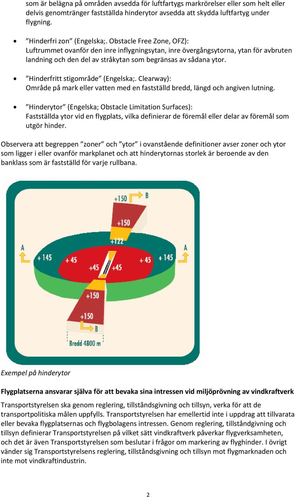 Hinderfritt stigområde (Engelska;. Clearway): Område på mark eller vatten med en fastställd bredd, längd och angiven lutning.