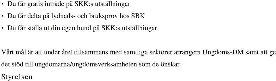 mål är att under året tillsammans med samtliga sektorer arrangera Ungdoms-DM