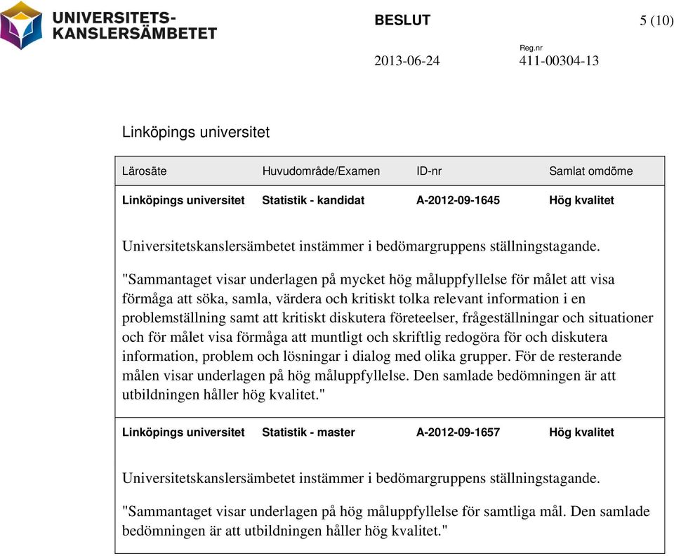 instämmer i bedömargruppens ställningstagande.