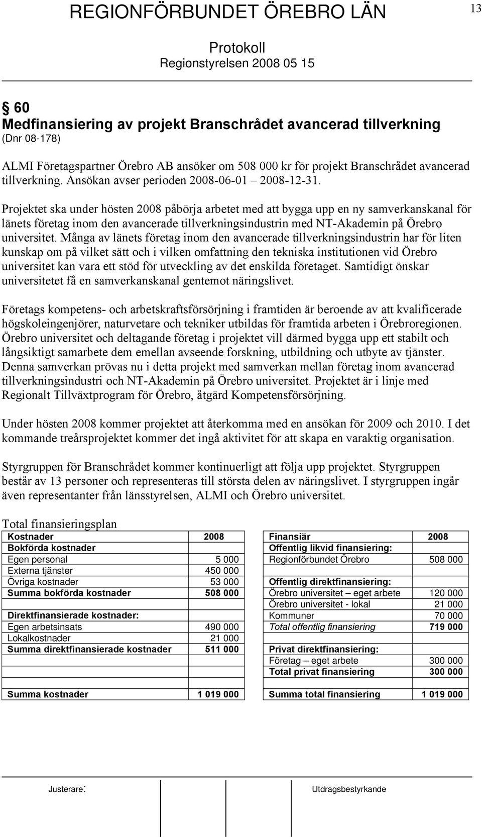 Projektet ska under hösten 2008 påbörja arbetet med att bygga upp en ny samverkanskanal för länets företag inom den avancerade tillverkningsindustrin med NT-Akademin på Örebro universitet.