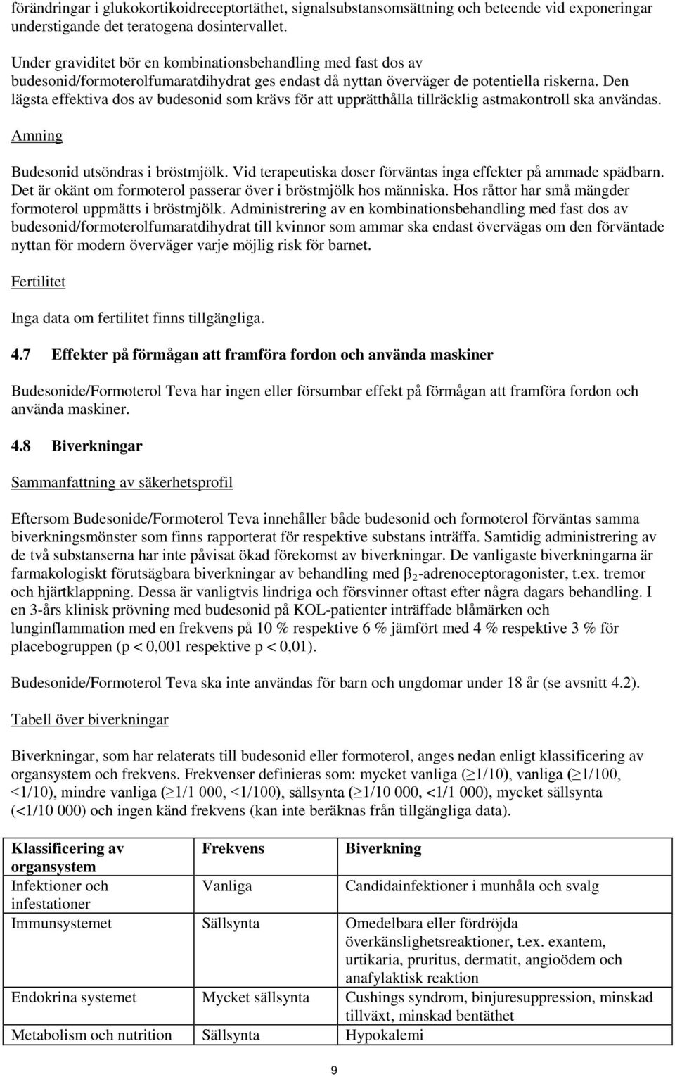 Den lägsta effektiva dos av budesonid som krävs för att upprätthålla tillräcklig astmakontroll ska användas. Amning Budesonid utsöndras i bröstmjölk.