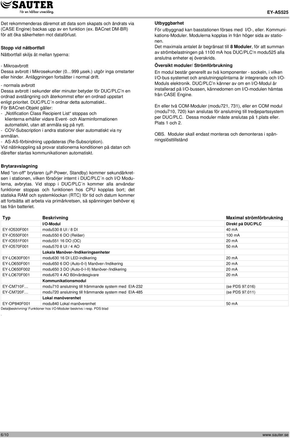 - normala avbrott Dessa avbrott i sekunder eller minuter betyder för DUC/PLC n en ordnad avstängning och återkommst efter en ordnad uppstart enligt prioritet. DUC/PLC n ordnar detta automatiskt.