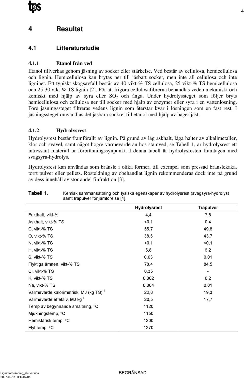 Ett typiskt skogsavfall består av 40 vikt-% TS cellulosa, 25 vikt-% TS hemicellulosa och 25-30 vikt-% TS lignin [2].