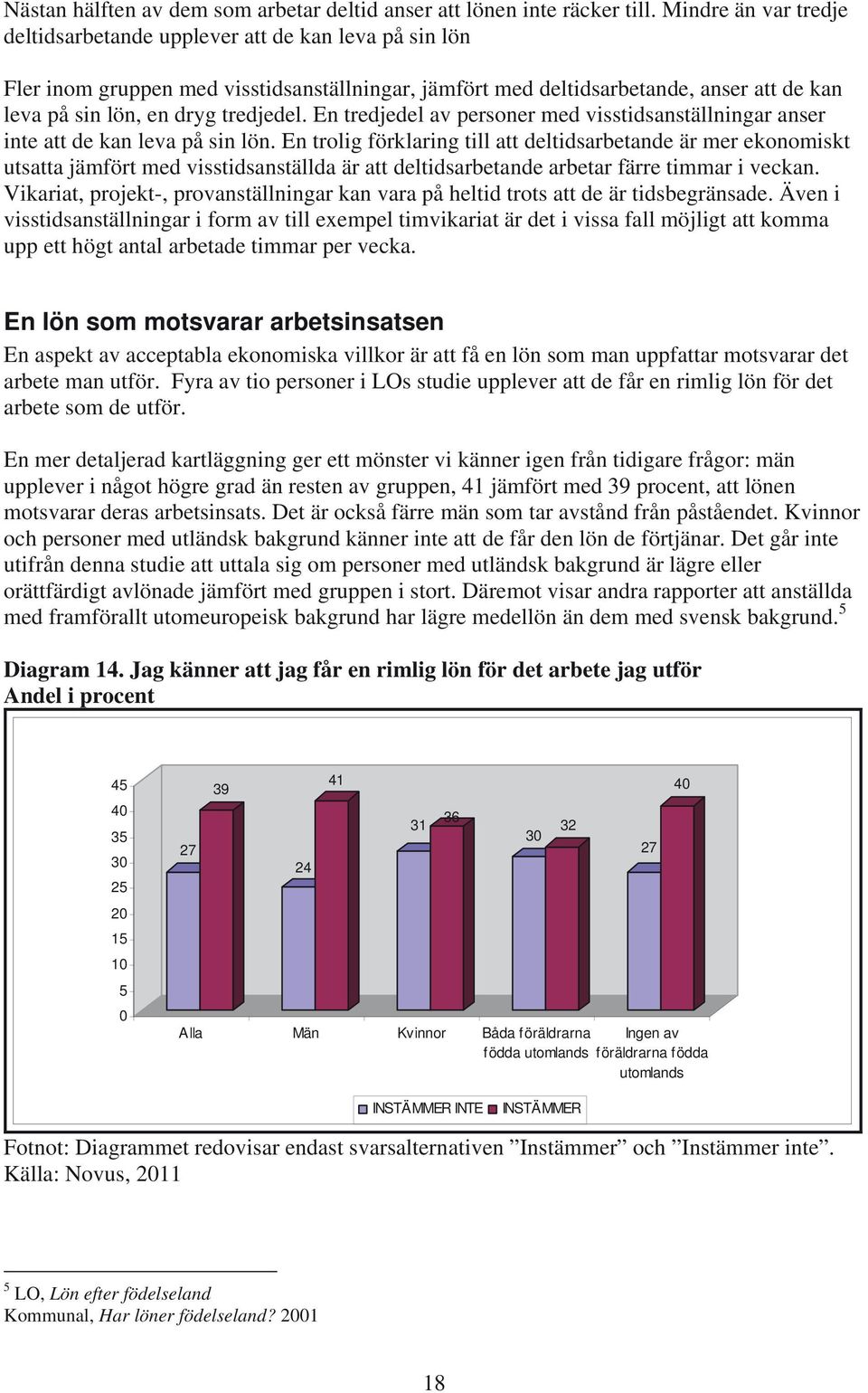 tredjedel. En tredjedel av personer med visstidsanställningar anser inte att de kan leva på sin lön.