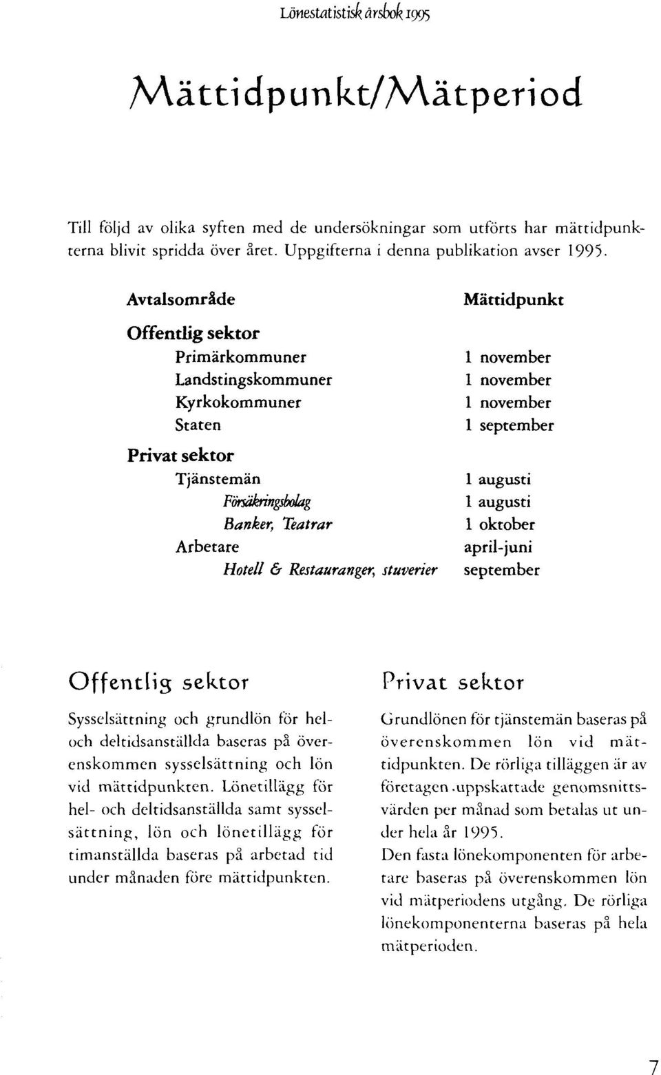 november 1 november 1 november 1 september 1 augusti 1 augusti 1 oktober april-juni september Offentlig sektor Sysselsättning och grundlön för heloch deltidsanställda baseras på överenskommen