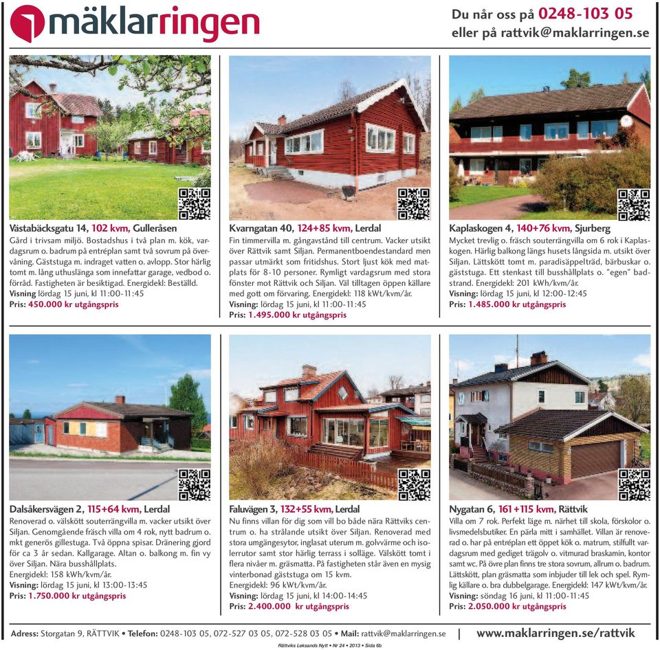 Energidekl: Beställd. Visning lördag 15 juni, kl 11:00-11:45 Pris: 450.000 kr utgångspris Kvarngatan 40, 124+85 kvm, Lerdal Fin timmervilla m. gångavstånd till centrum.