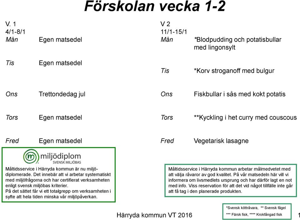 lasagne Måltidsservice i Härryda kommun är nu miljödiplomerade. Det innebär att vi arbetar systematiskt med miljöfrågorna och har certifierat verksamheten enligt svensk miljöbas kriterier.