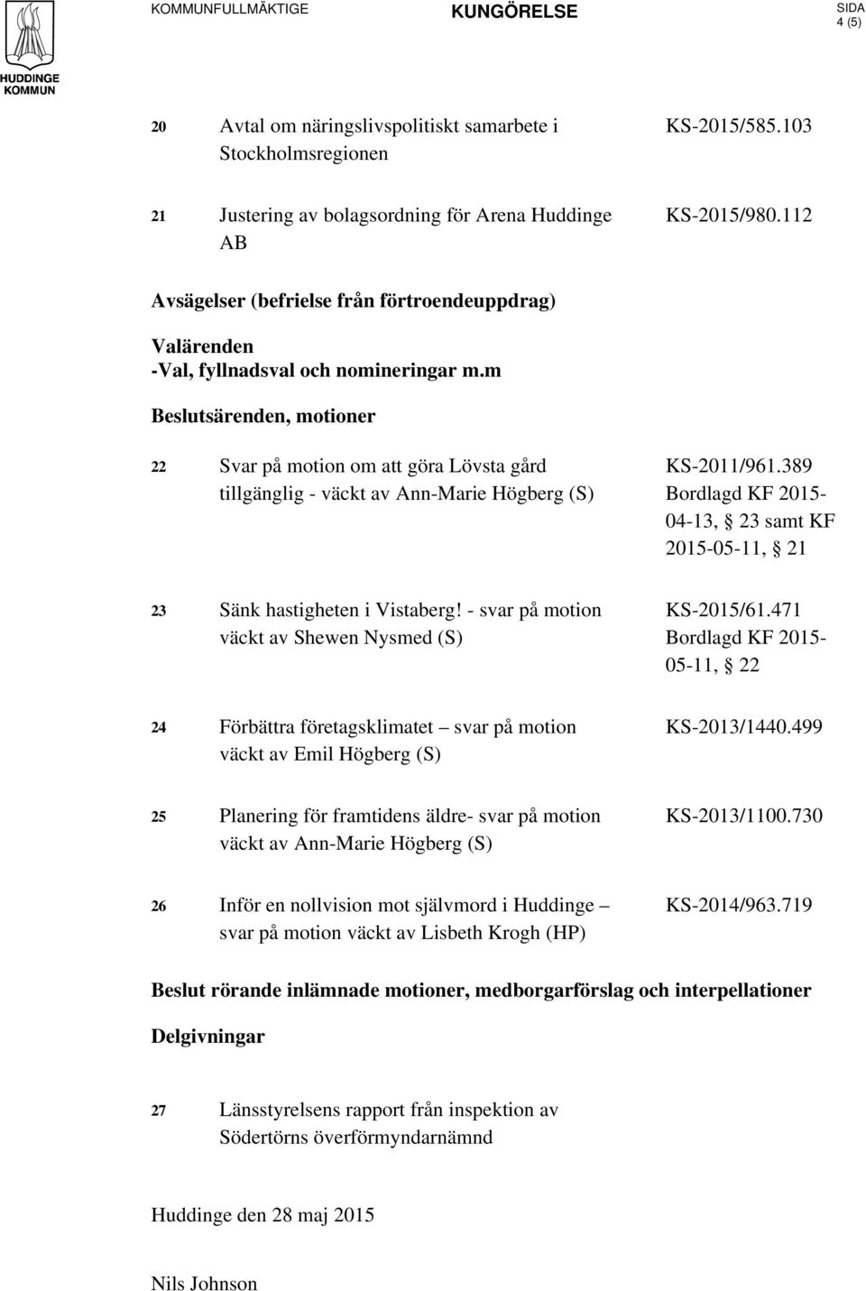 m Beslutsärenden, motioner 22 Svar på motion om att göra Lövsta gård tillgänglig - väckt av Ann-Marie Högberg (S) KS-2011/961.