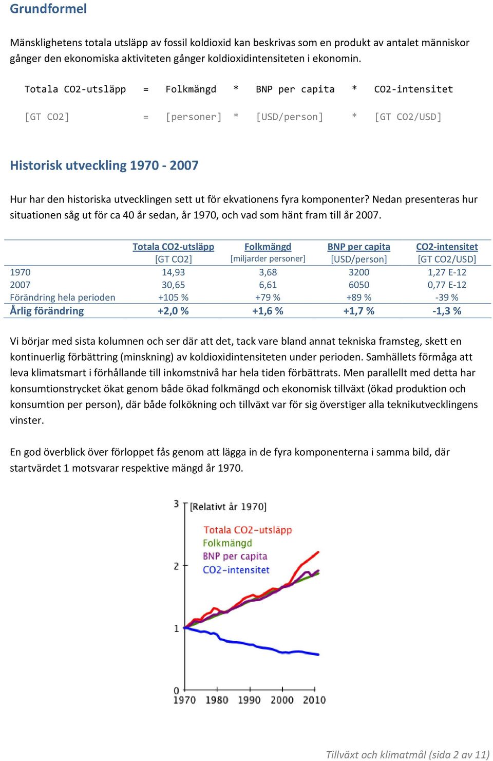 Nedan presenteras hur situationen såg ut för ca 40 år sedan, år 1970, och vad som hänt fram till år 2007.