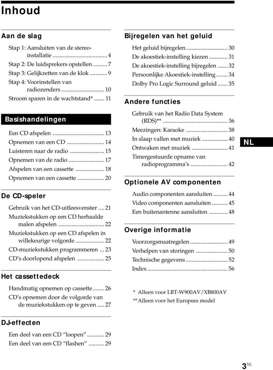 .. 18 Opnemen van een cassette... 20 De CD-speler Gebruik van het CD-uitleesvenster... 21 Muziekstukken op een CD herhaalde malen afspelen.