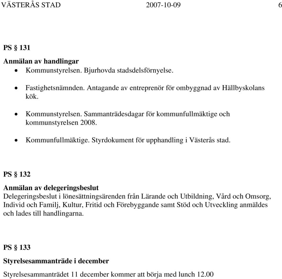 Styrdokument för upphandling i Västerås stad.