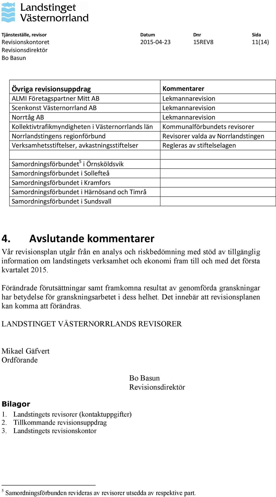 Samordningsförbundet 5 i Örnsköldsvik Samordningsförbundet i Sollefteå Samordningsförbundet i Kramfors Samordningsförbundet i Härnösand och Timrå Samordningsförbundet i Sundsvall 4.