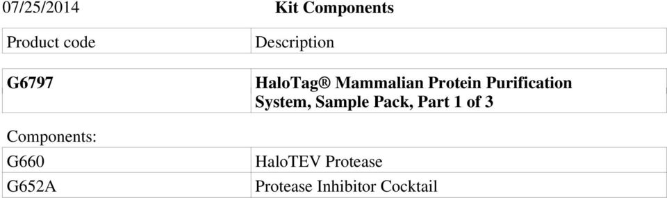 Mammalian Protein Purification System, Sample