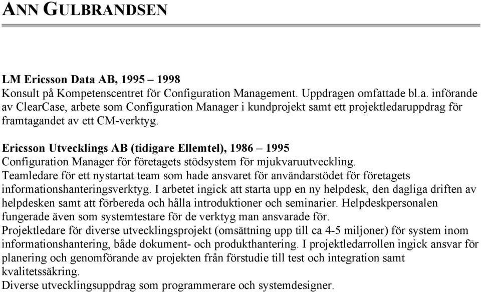Teamledare för ett nystartat team som hade ansvaret för användarstödet för företagets informationshanteringsverktyg.