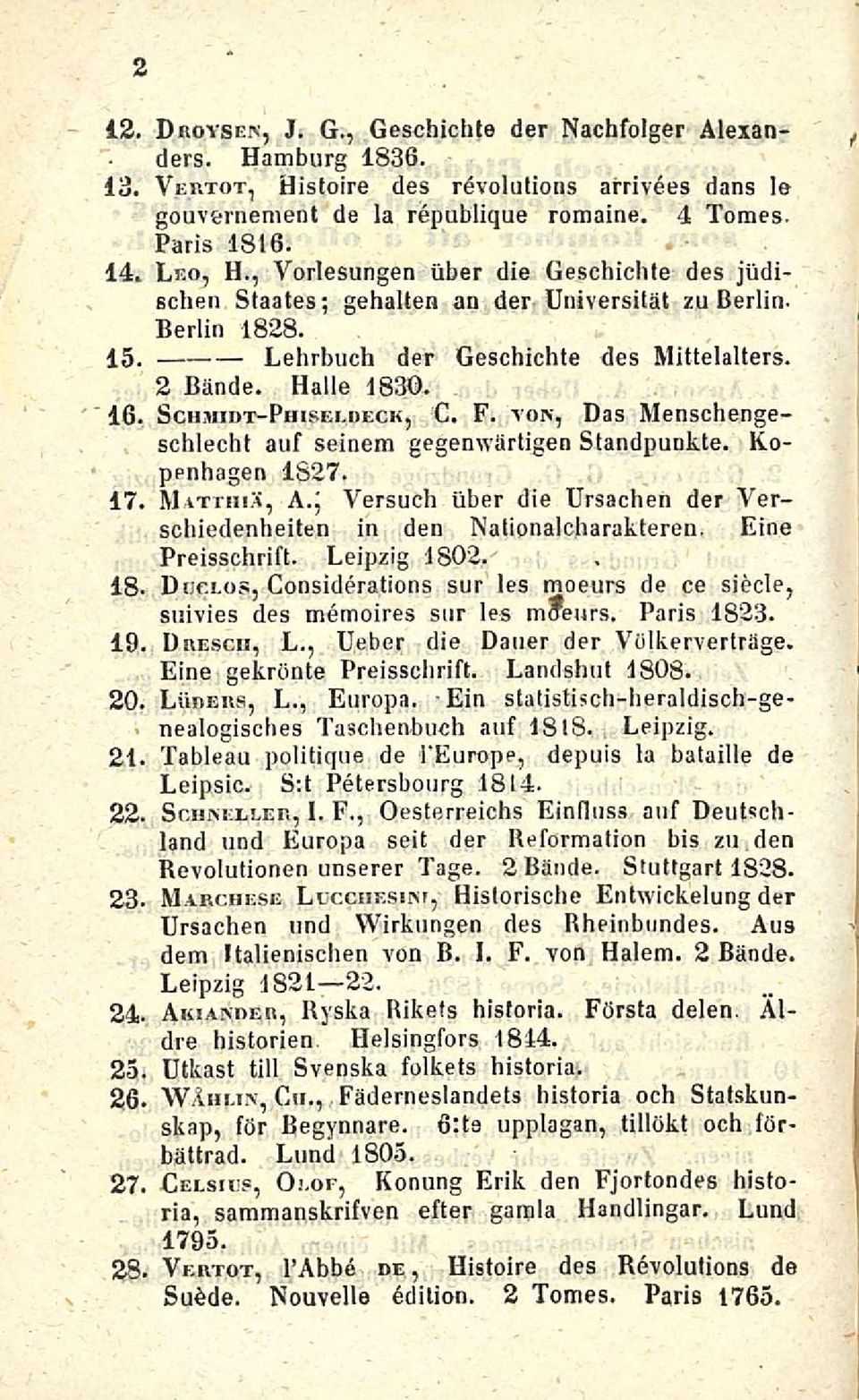 deck, C. F. von, Das Menschengeschlecht auf seinem gegenwärtigen Standpunkte. Kopenhagen 1827. 17. Matthiä, A.j Versuch tlber die Ursachen der Verschiedenheiten in den Nationalcharakteren.