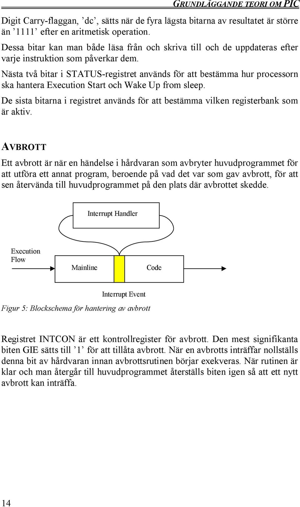 Nästa två bitar i STATUS-registret används för att bestämma hur processorn ska hantera Execution Start och Wake Up from sleep.