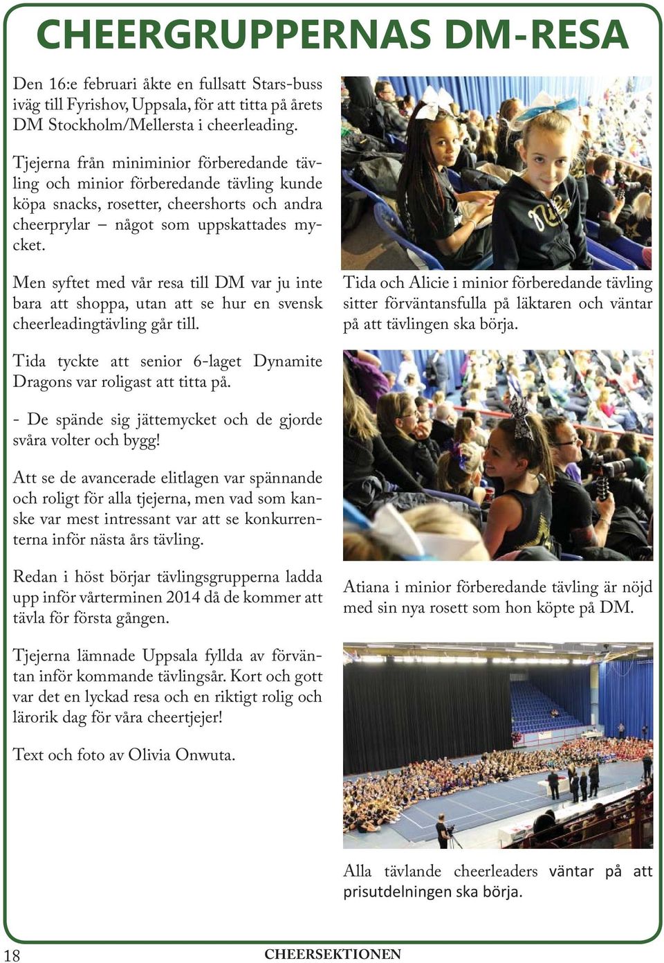 Men syftet med vår resa till DM var ju inte bara att shoppa, utan att se hur en svensk cheerleadingtävling går till.