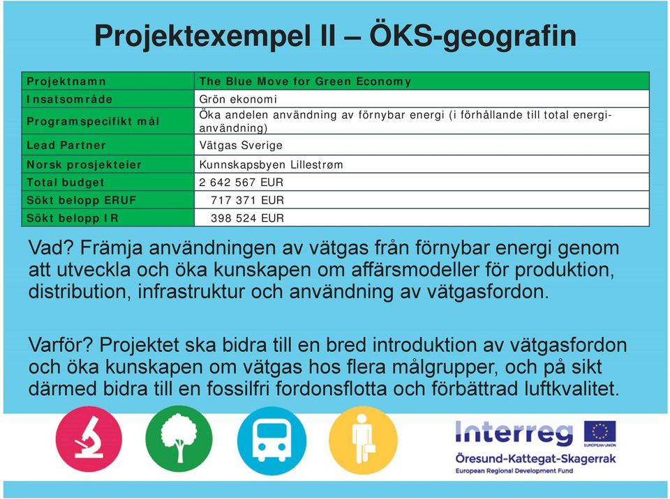 Främja användningen av vätgas från förnybar energi genom att utveckla och öka kunskapen om affärsmodeller för produktion, distribution, infrastruktur och användning av vätgasfordon. Varför?