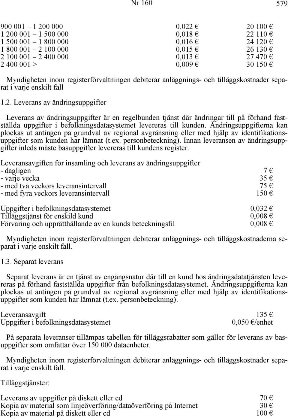 Leverans av ändringsuppgifter Leverans av ändringsuppgifter är en regelbunden tjänst där ändringar till på förhand fastställda uppgifter i befolkningsdatasystemet levereras till kunden.