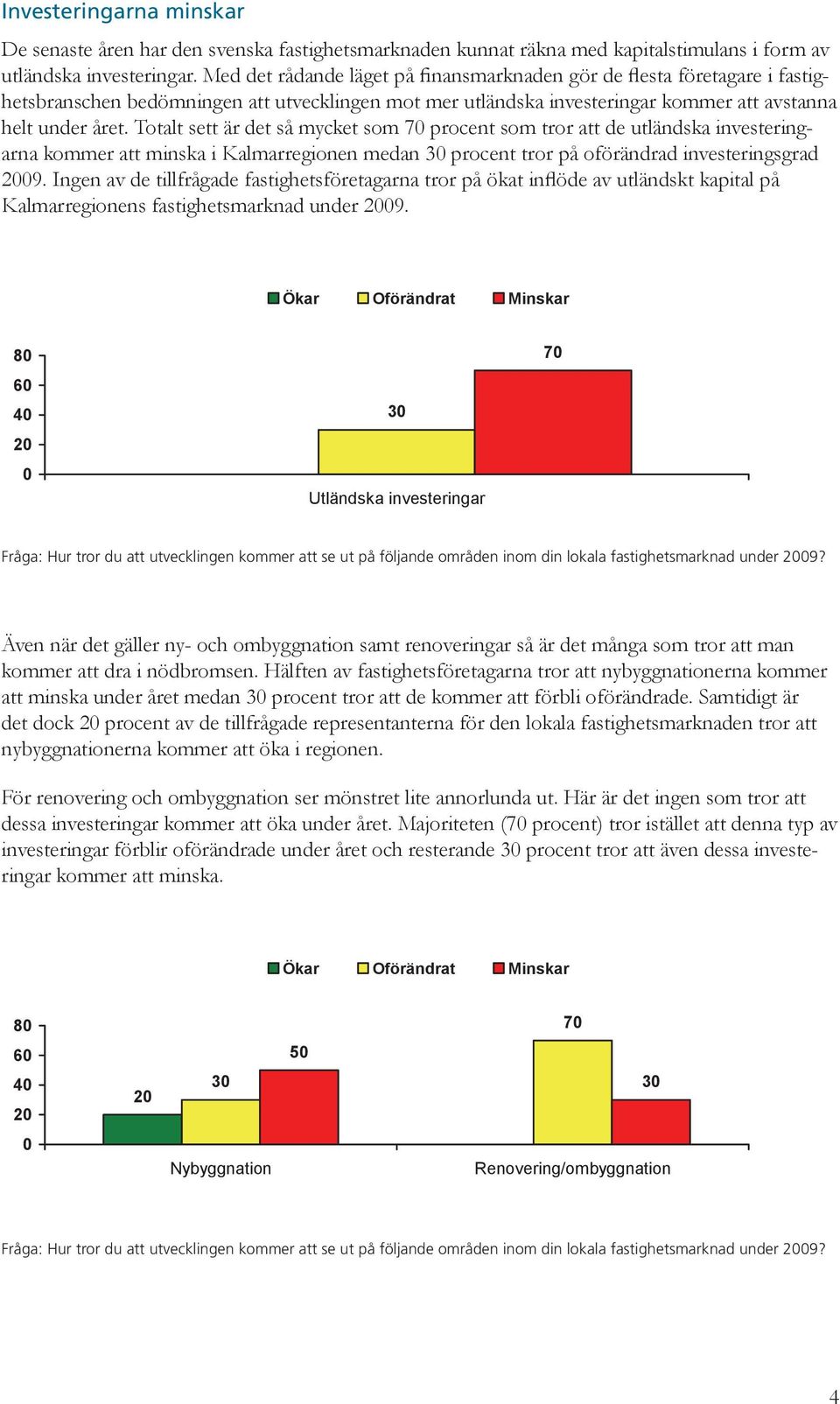 Totalt sett är det så mycket som 7 procent som tror att de utländska investeringarna kommer att minska i Kalmarregionen medan procent tror på oförändrad investeringsgrad 9.