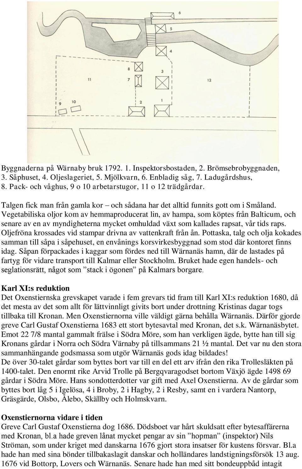 Vegetabiliska oljor kom av hemmaproducerat lin, av hampa, som köptes från Balticum, och senare av en av myndigheterna mycket omhuldad växt som kallades rapsat, vår tids raps.