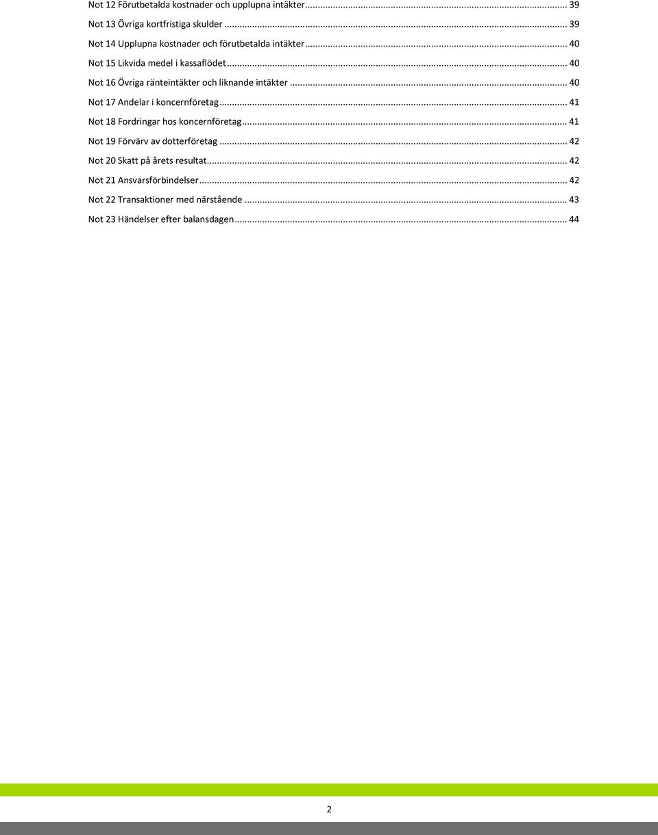 .. 4 Not 16 Övriga ränteintäkter och liknande intäkter... 4 Not 17 Andelar i koncernföretag.