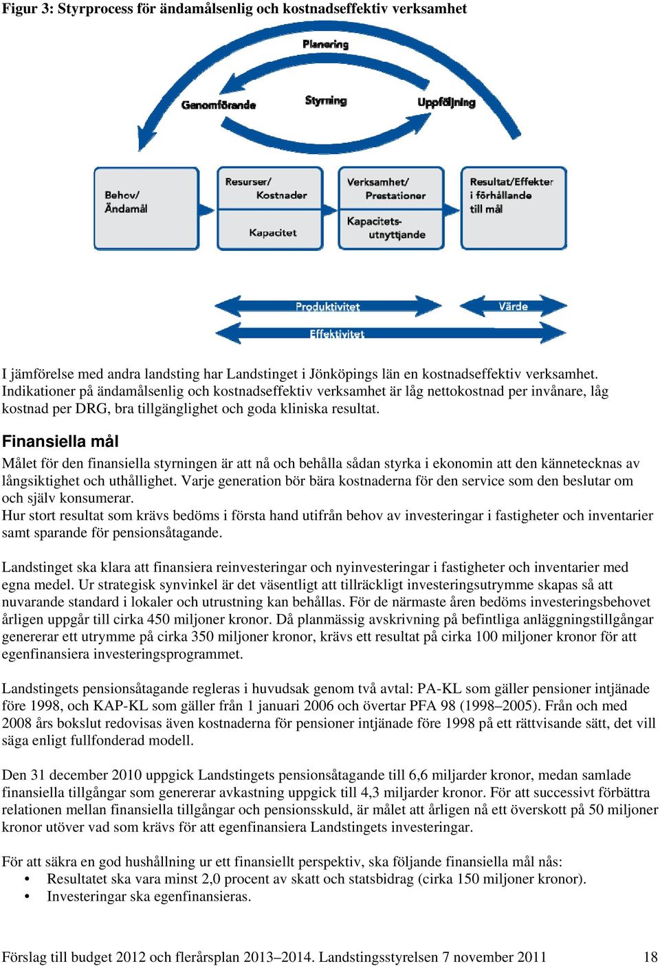 Finansiella mål Målet för den finansiella styrningen är att nå och behålla sådan styrka i ekonomin att den kännetecknas av långsiktighet och uthållighet.