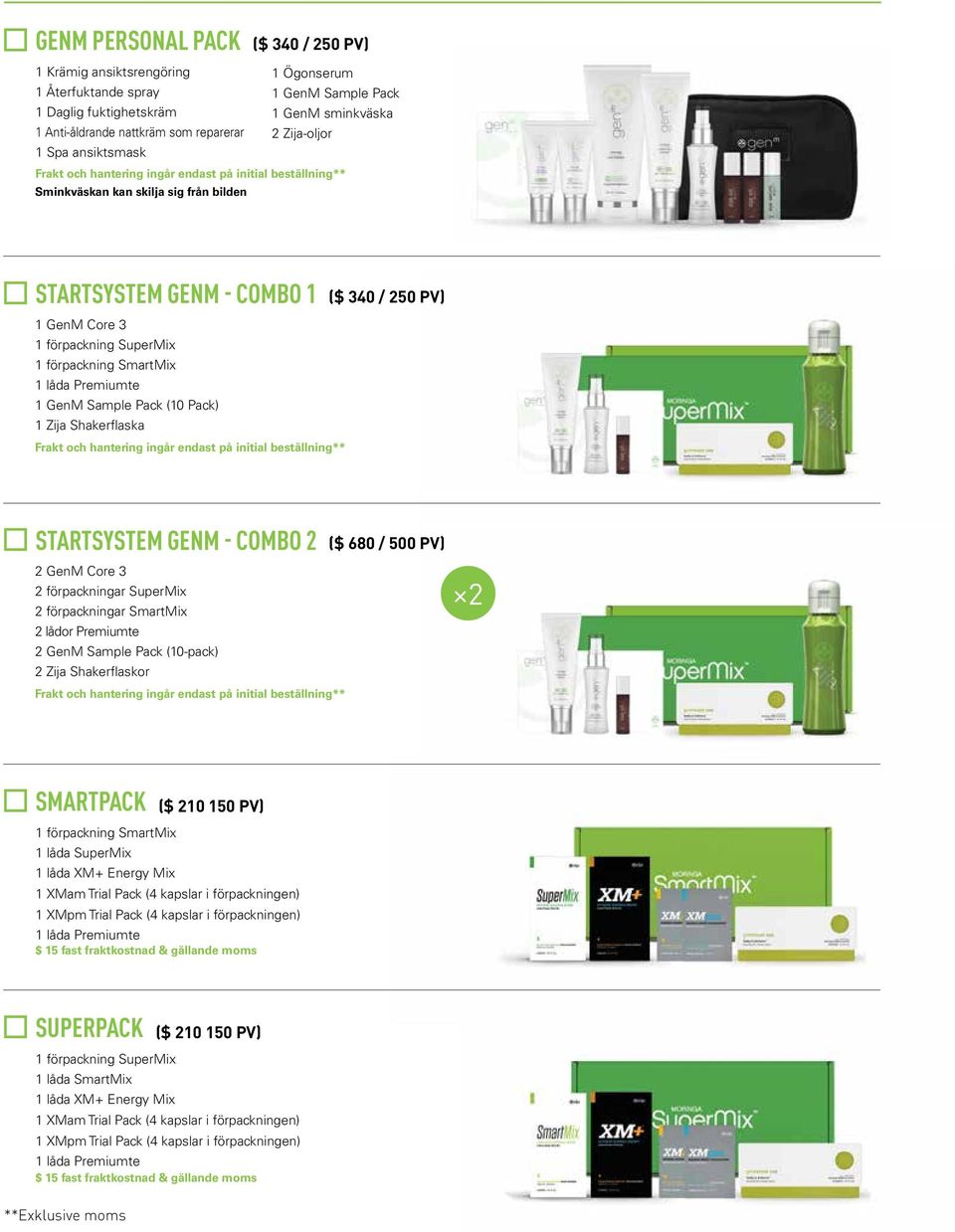 sig från bilden STARTSYSTEM GENM - COMBO 1 1 GenM Core 3 1 GenM Sample Pack (10 Pack) STARTSYSTEM GENM - COMBO 2 2