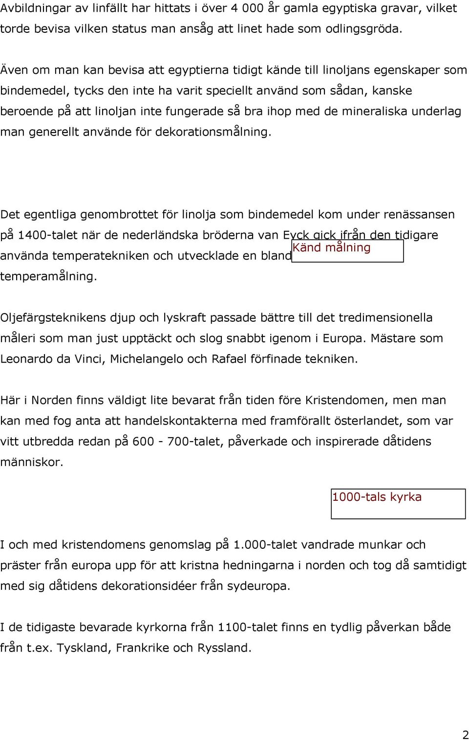 ihop med de mineraliska underlag man generellt använde för dekorationsmålning.