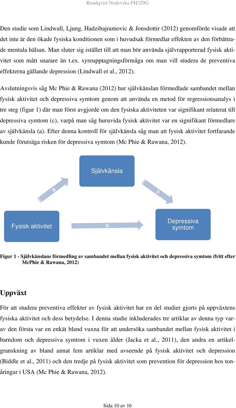 syreupptagningsförmåga om man vill studera de preventiva effekterna gällande depression (Lindwall et al., 2012).