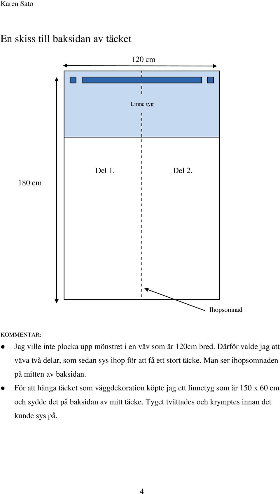 Därför valde jag att väva två delar, som sedan sys ihop för att få ett stort täcke.