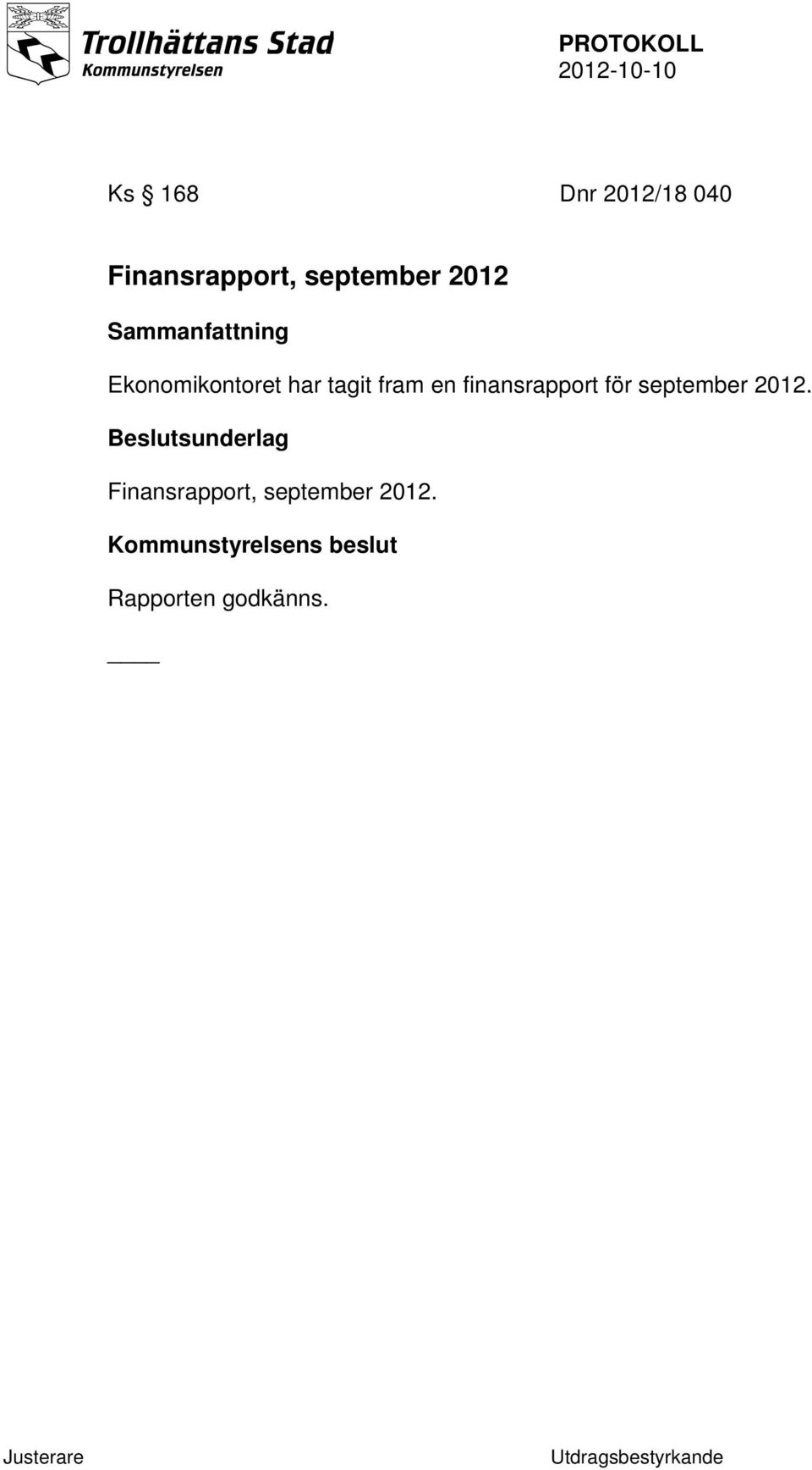 finansrapport för september 2012.