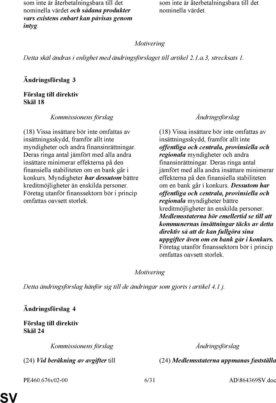 3 Skäl 18 (18) Vissa insättare bör inte omfattas av insättningsskydd, framför allt inte myndigheter och andra finansinrättningar.