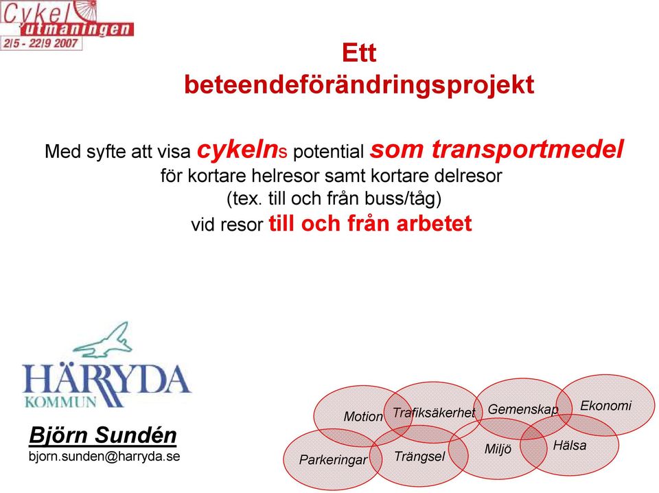 till och från buss/tåg) vid resor till och från arbetet Björn Sundén