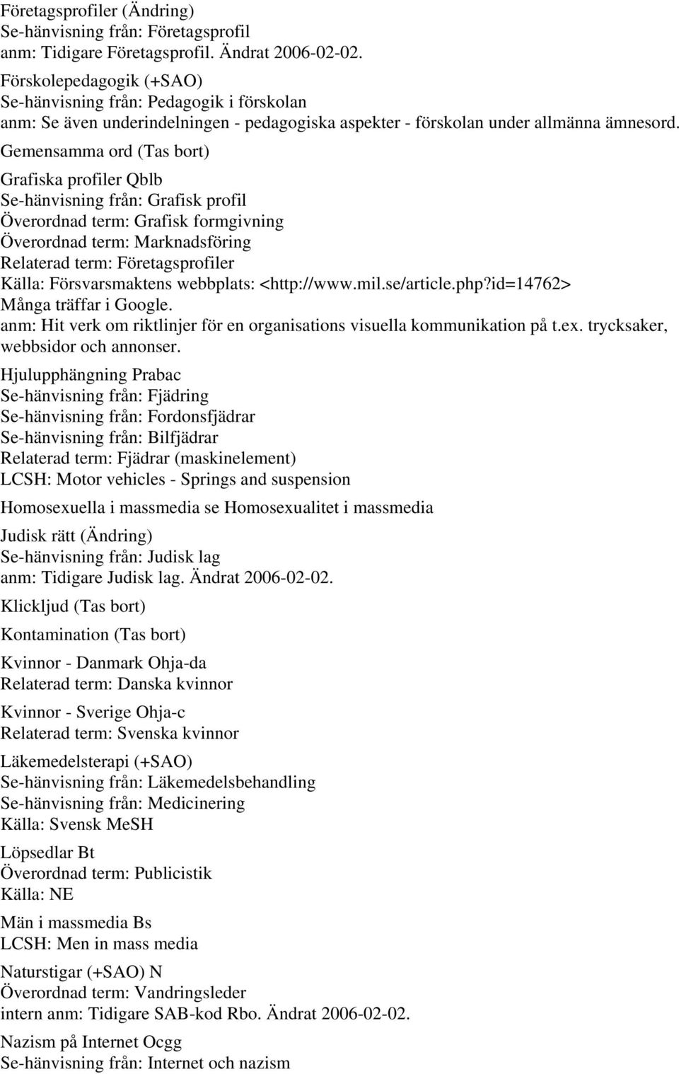 Gemensamma ord (Tas bort) Grafiska profiler Qblb Se-hänvisning från: Grafisk profil Överordnad term: Grafisk formgivning Överordnad term: Marknadsföring Relaterad term: Företagsprofiler Källa: