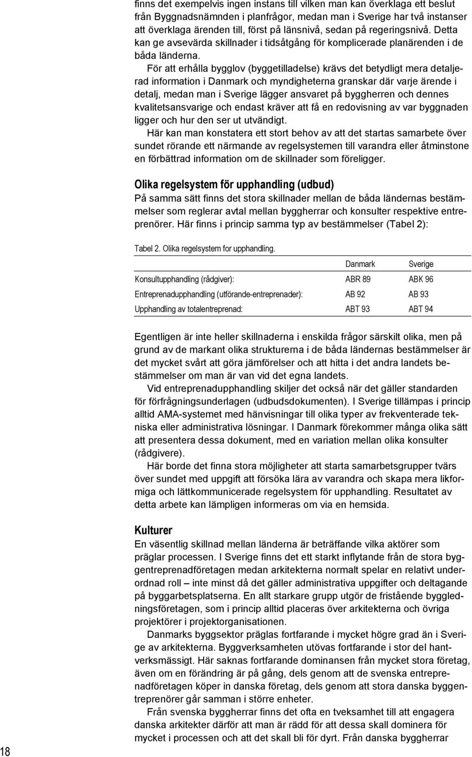 För att erhålla bygglov (byggetilladelse) krävs det betydligt mera detaljerad information i Danmark och myndigheterna granskar där varje ärende i detalj, medan man i Sverige lägger ansvaret på