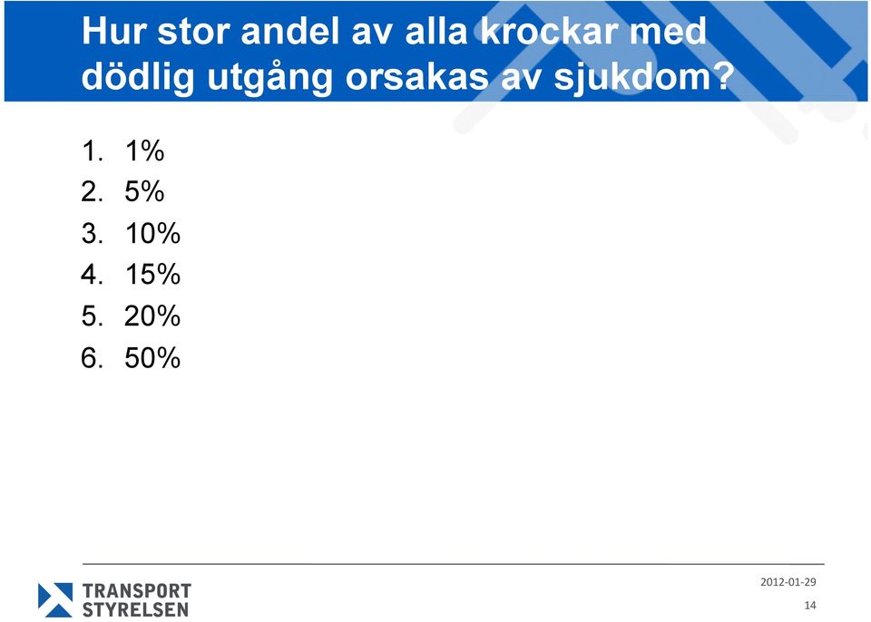 sjukdom? 1. 1% 2. 5% 3. 10% 4.