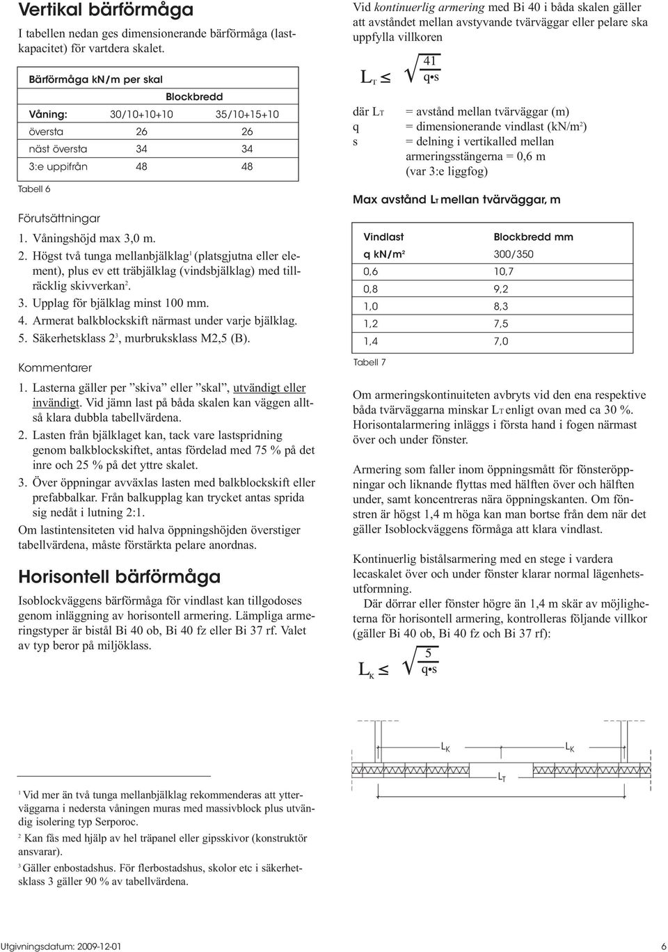 26 näst översta 34 34 3:e uppifrån 48 48 Tabell 6 Förutsättningar 1. Våningshöjd max 3,0 m. 2.