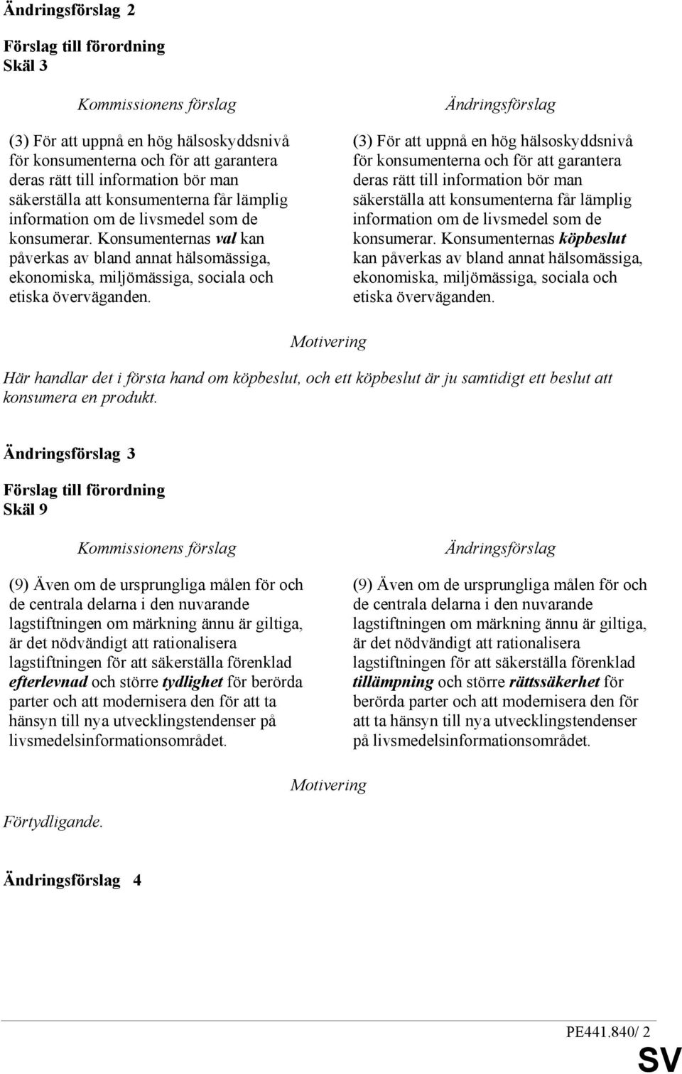 (3) För att uppnå en hög hälsoskyddsnivå för konsumenterna och för att garantera deras rätt till information bör man säkerställa att konsumenterna får lämplig information om de livsmedel som de