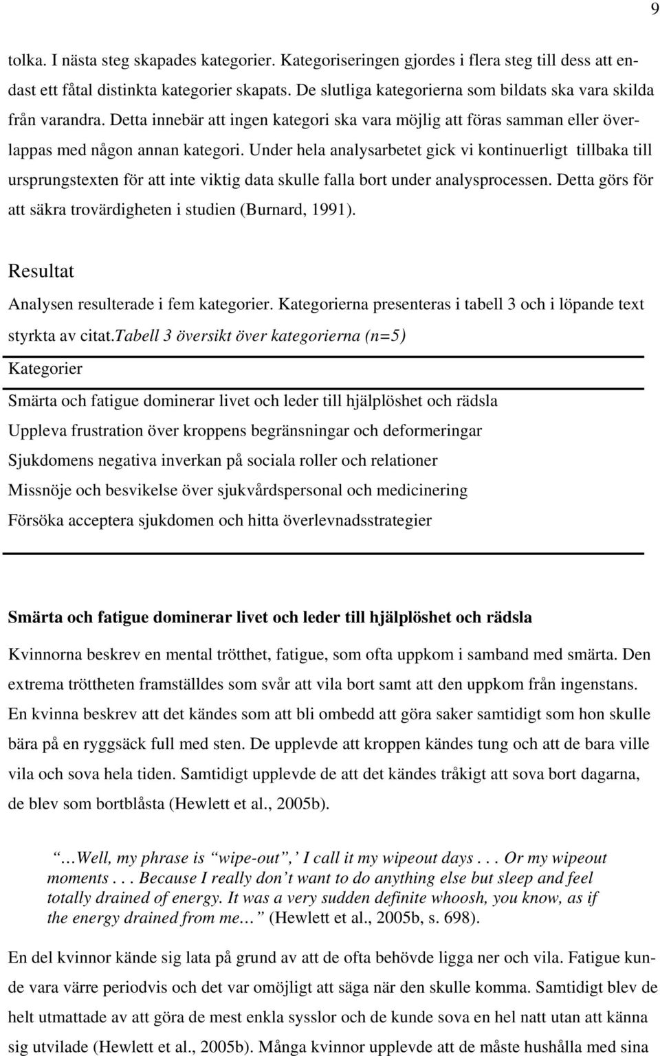 Under hela analysarbetet gick vi kontinuerligt tillbaka till ursprungstexten för att inte viktig data skulle falla bort under analysprocessen.