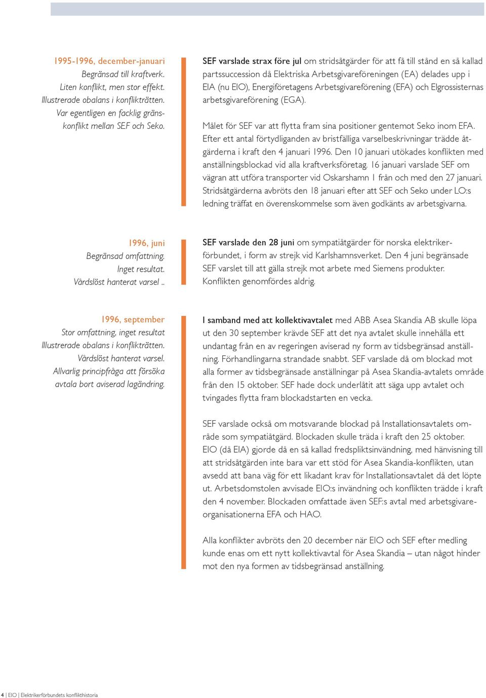 Arbetsgivareförening (EFA) och Elgrossisternas arbetsgivareförening (EGA). Målet för SEF var att flytta fram sina positioner gentemot Seko inom EFA.