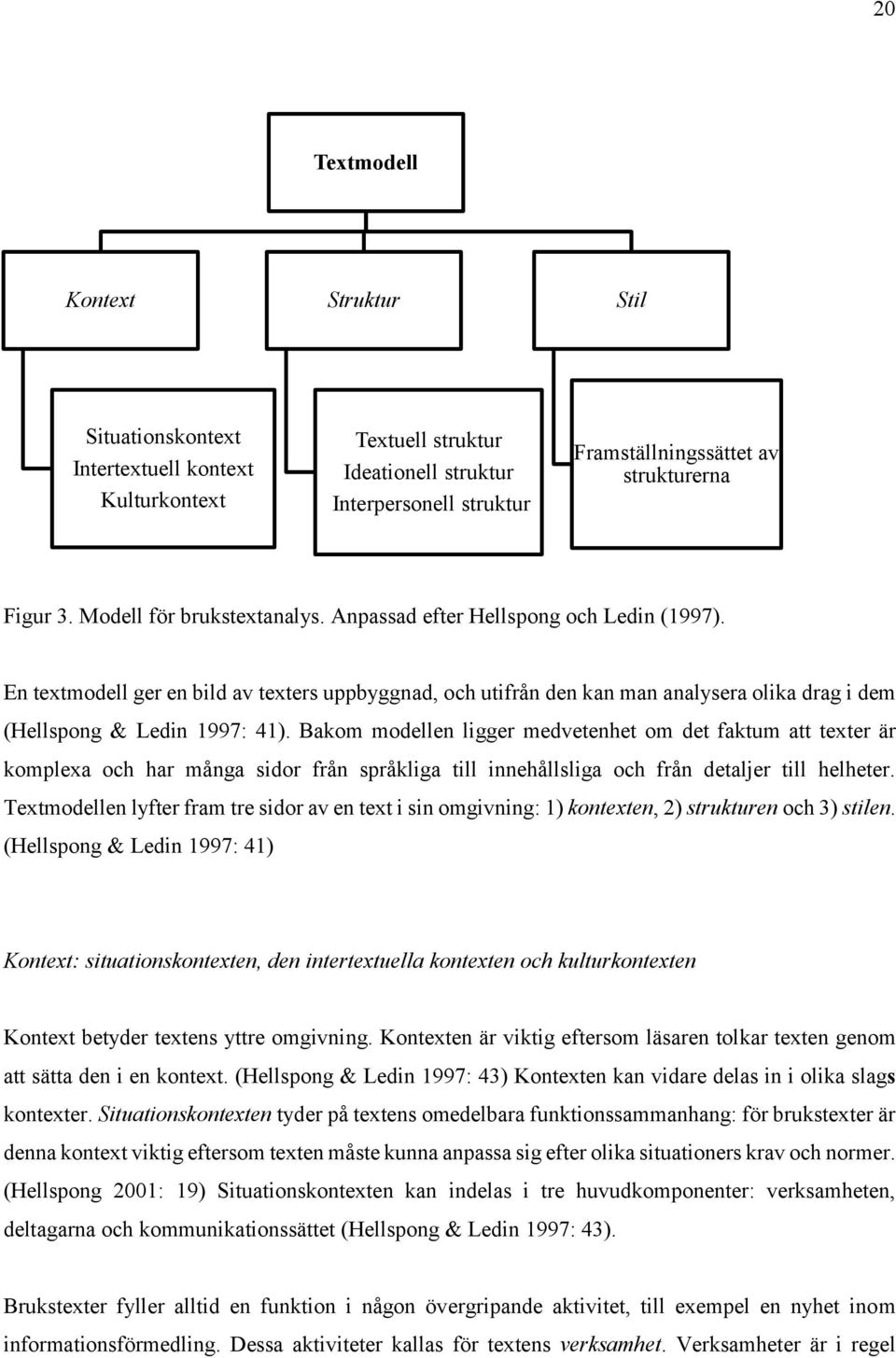 Bakom modellen ligger medvetenhet om det faktum att texter är komplexa och har många sidor från språkliga till innehållsliga och från detaljer till helheter.