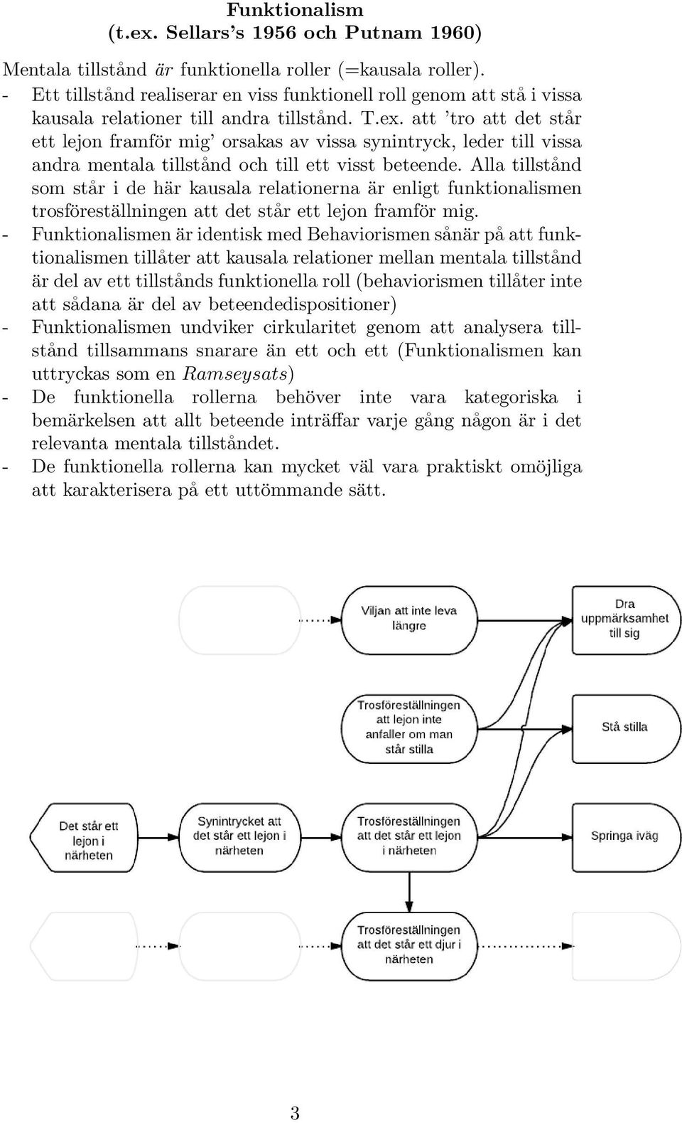 att tro att det står ett lejon framför mig orsakas av vissa synintryck, leder till vissa andra mentala tillstånd och till ett visst beteende.