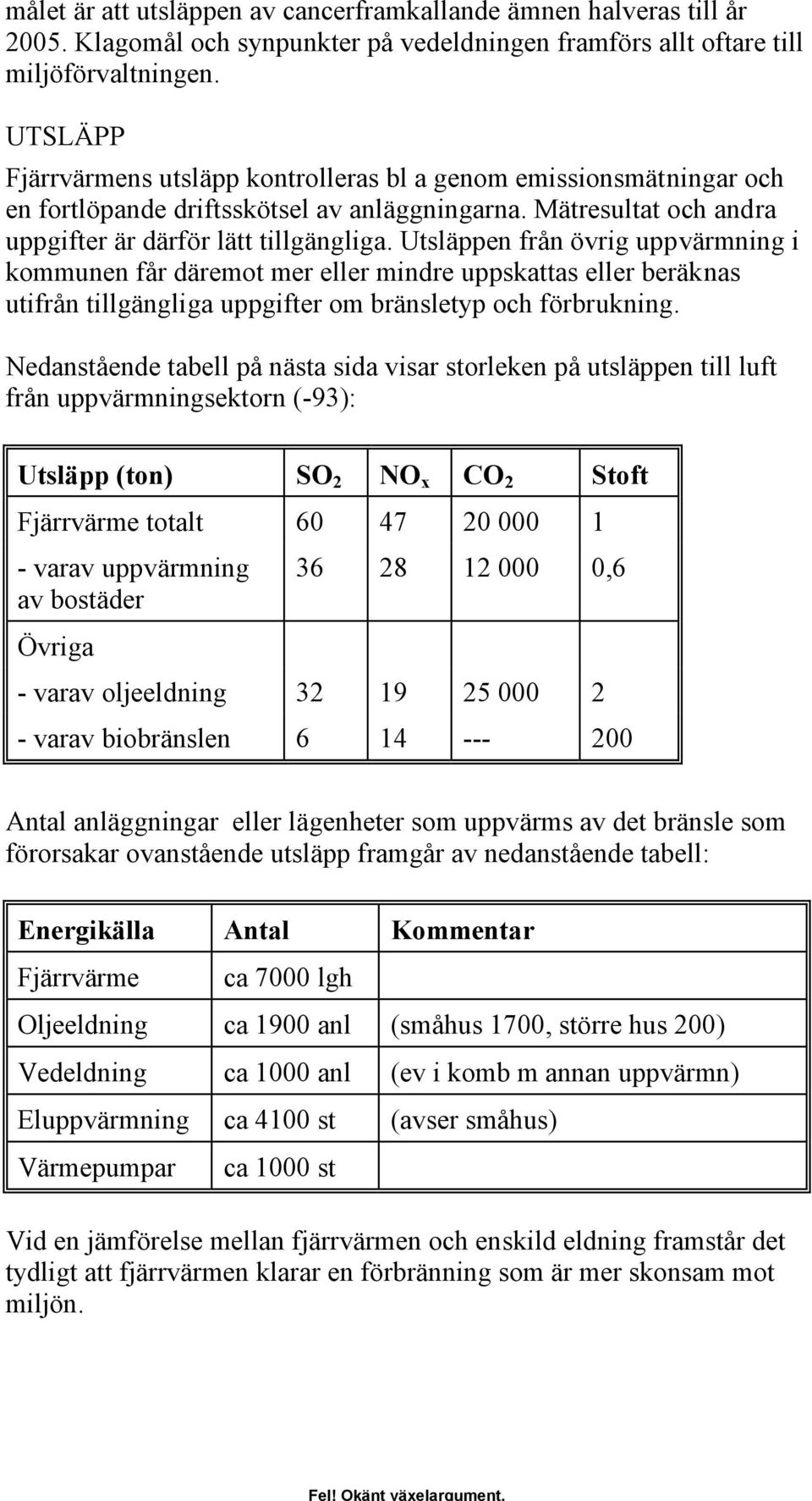 Utsläppen från övrig uppvärmning i kommunen får däremot mer eller mindre uppskattas eller beräknas utifrån tillgängliga uppgifter om bränsletyp och förbrukning.