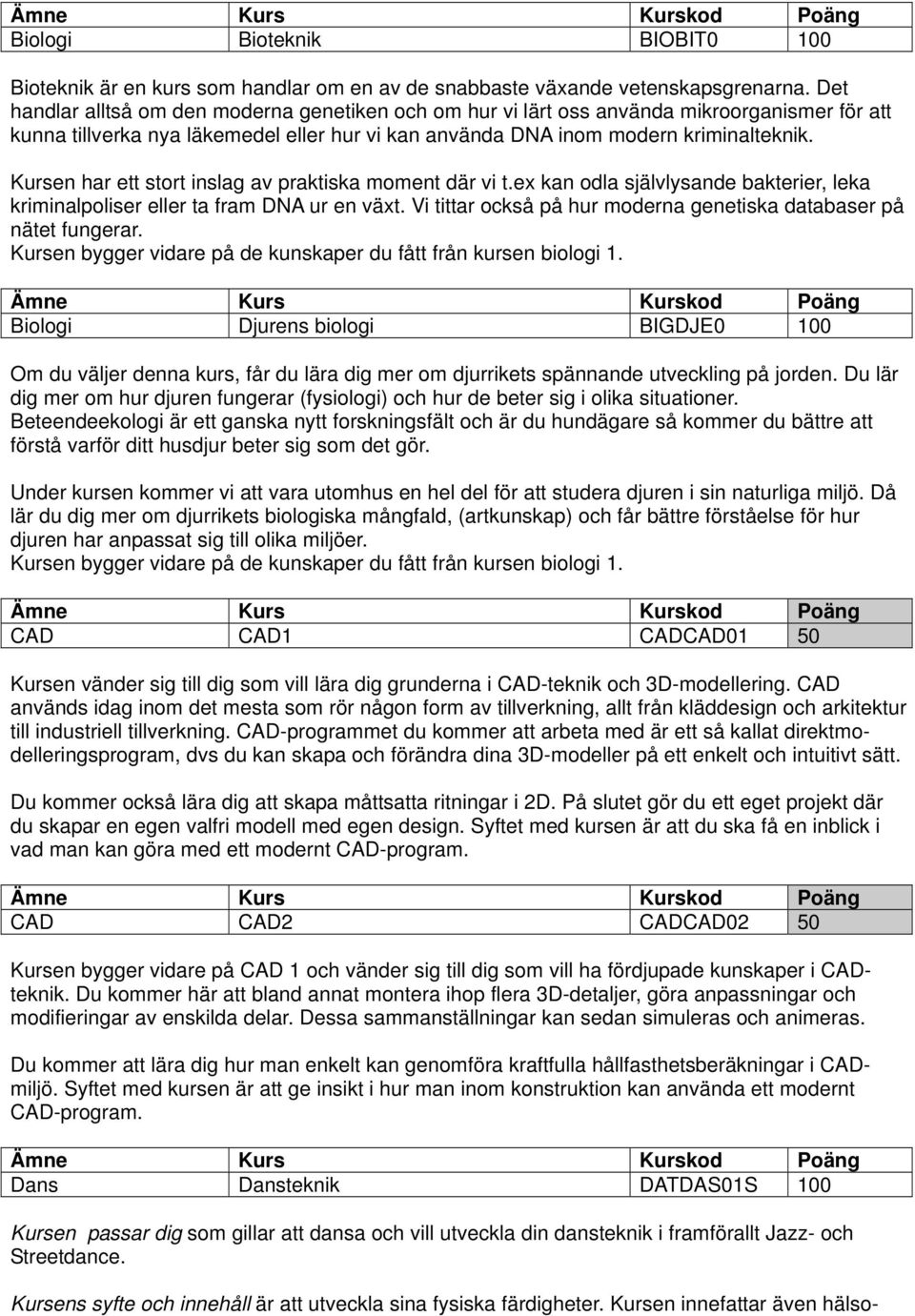 Kursen har ett stort inslag av praktiska moment där vi t.ex kan odla självlysande bakterier, leka kriminalpoliser eller ta fram DNA ur en växt.