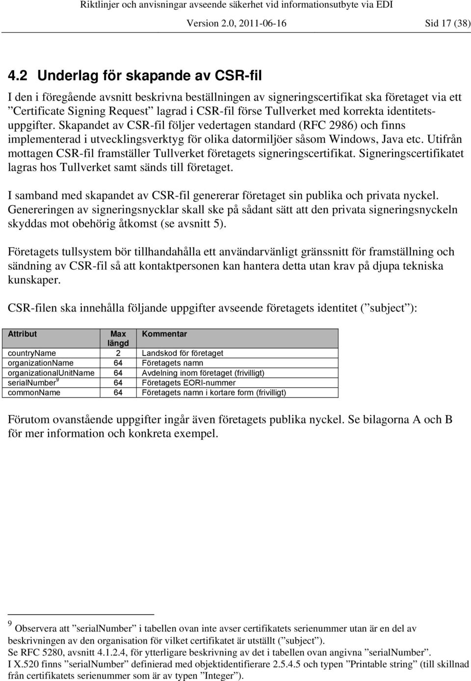 korrekta identitetsuppgifter. Skapandet av CSR-fil följer vedertagen standard (RFC 2986) och finns implementerad i utvecklingsverktyg för olika datormiljöer såsom Windows, Java etc.