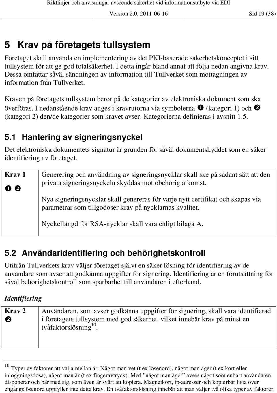 Kraven på företagets tullsystem beror på de kategorier av elektroniska dokument som ska överföras.