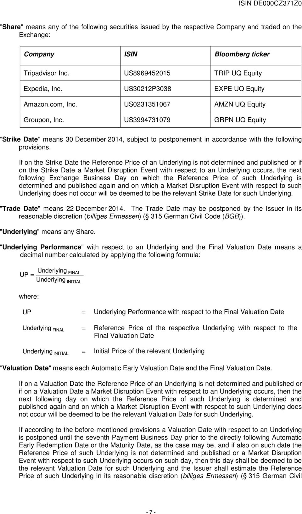 US3994731079 GRPN UQ Equity "Strike Date" means 30 December 2014, subject to postponement in accordance with the following provisions.