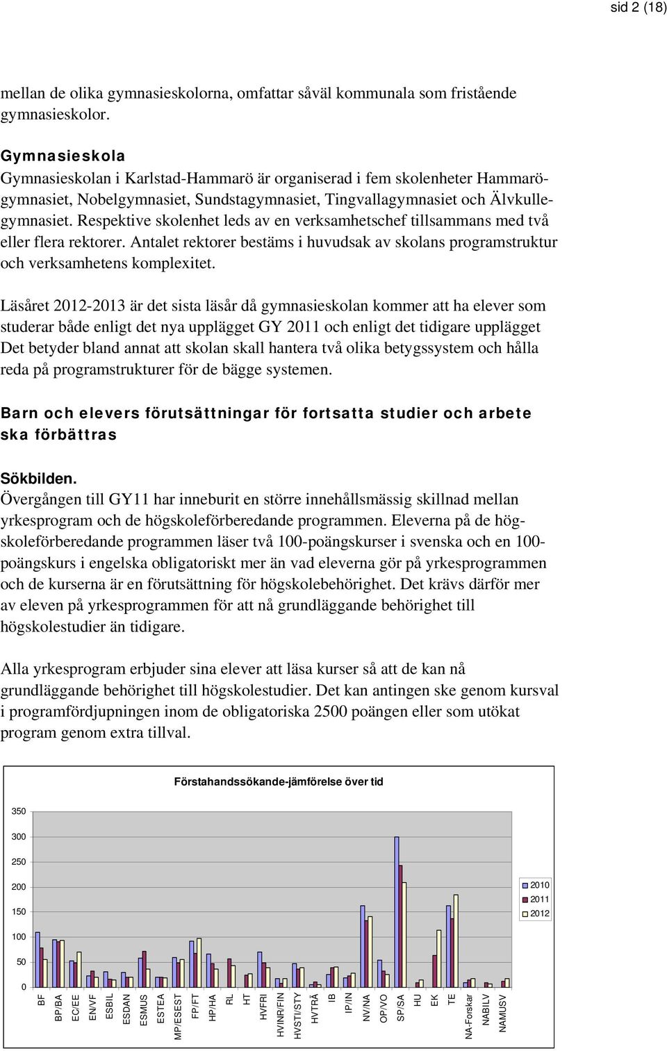 Respektive skolenhet leds av en verksamhetschef tillsammans med två eller flera rektorer. Antalet rektorer bestäms i huvudsak av skolans programstruktur och verksamhetens komplexitet.