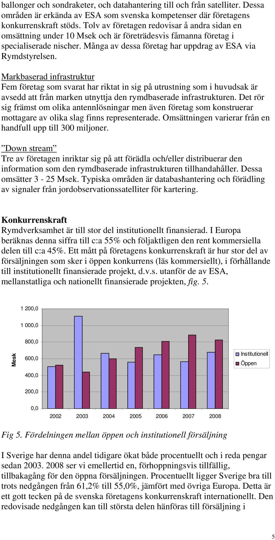 Markbaserad infrastruktur Fem företag som svarat har riktat in sig på utrustning som i huvudsak är avsedd att från marken utnyttja den rymdbaserade infrastrukturen.